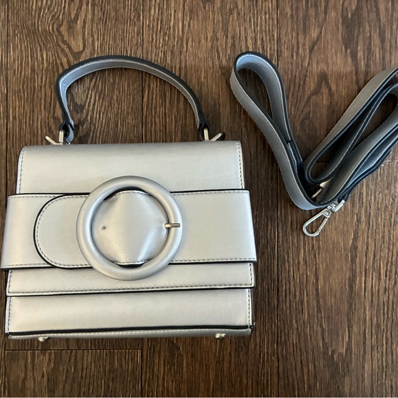 Satchel by Future Collective, Top-Handle w Cross Body Strap Silver Belt Design 🩶 - Picture 8 of 11